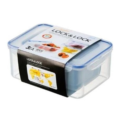 LOCK & LOCK Lock & Lock HPL825SJ3 Easy Essentials Rectangular Food Storage Container Set; Clear - 6 Piece HPL825SJ3